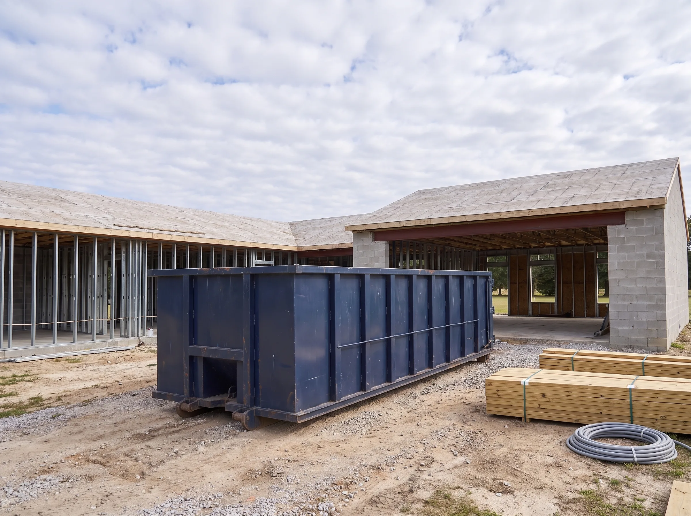 Roll-off dumpster being loaded in Oklahoma