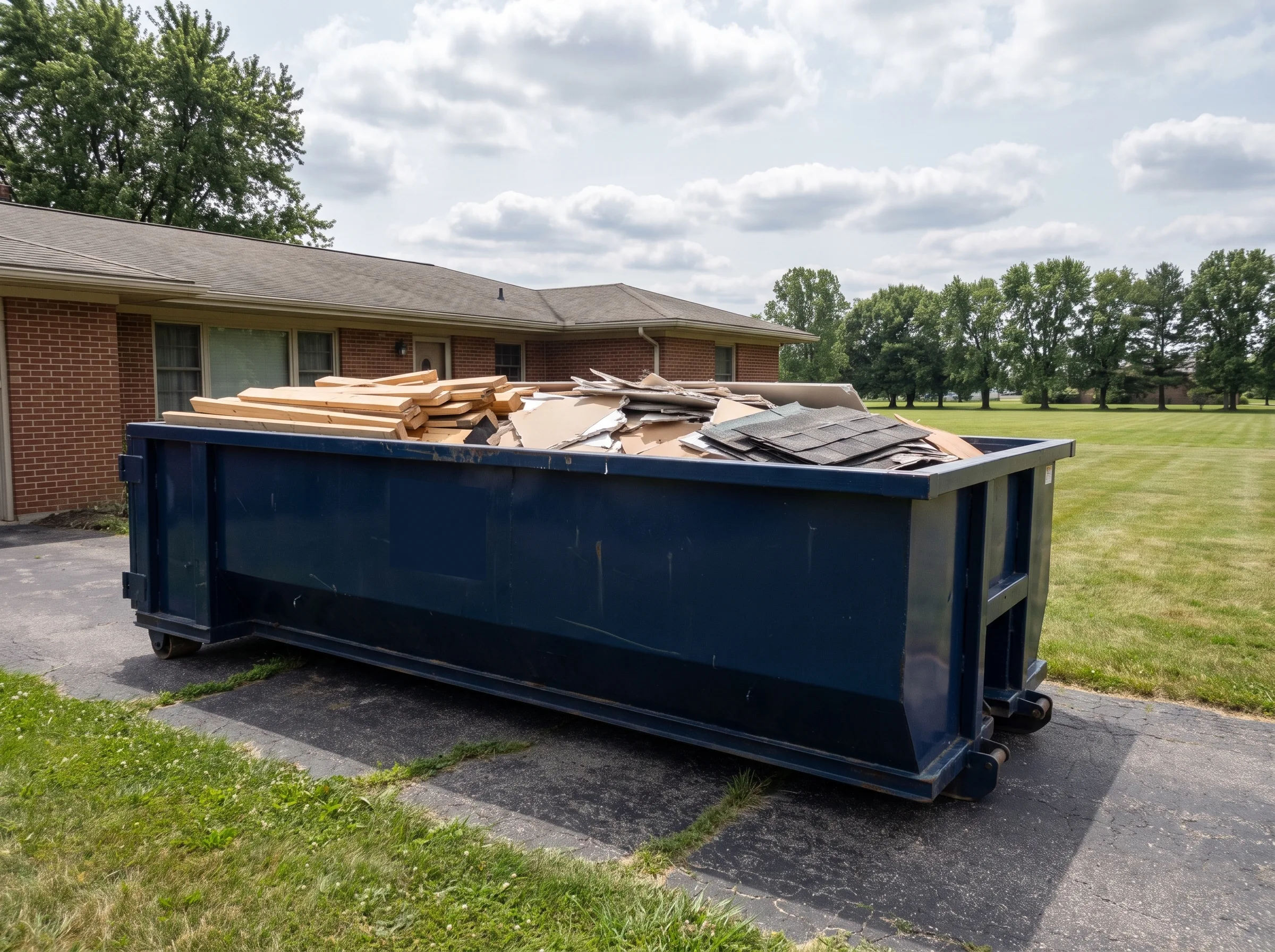 Roll-off dumpster being loaded in Beckham County, OK